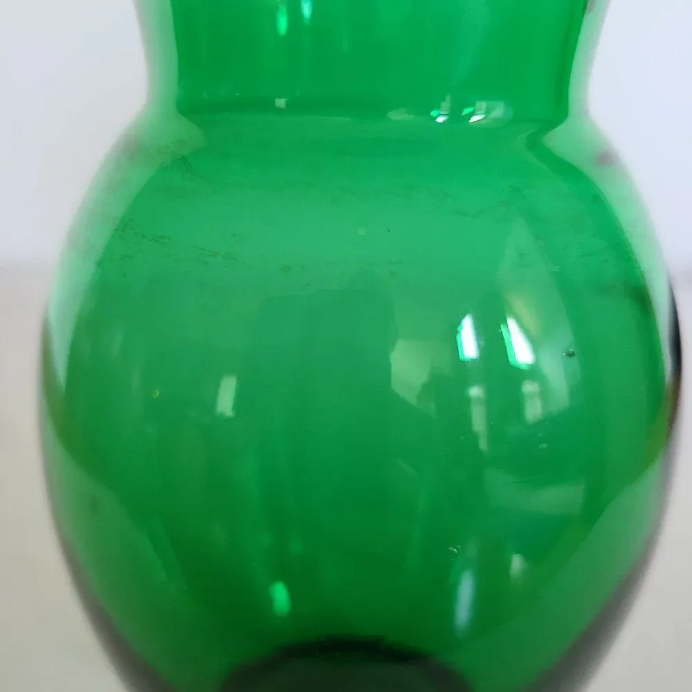 Vintage Anchor Hocking MCM Emerald Forest Green Coolidge Glass Anchor Glass Vase